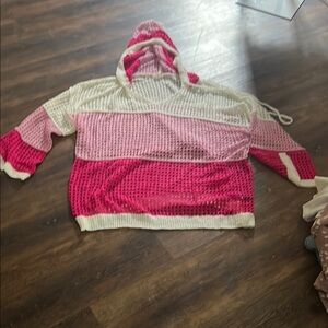 POL Pink and Cream Knit Sweater